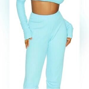 NWT Naked Wardrobe Women's On The Run Joggers Pull-On in Baby Blue Size M